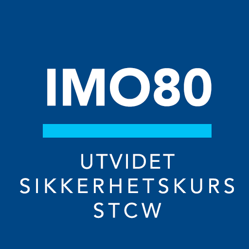 IMO80 Utvidet Sikkerhetskurs STCW tekst på blå bakgrunn